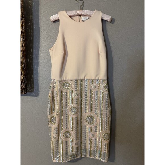 ASOS Sequin Scuba Sheath Dress 8 Stretch Party Wedding Cruise Washable - Picture 7 of 11